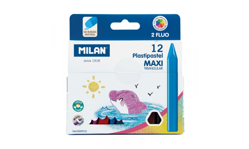 Milan Plastipastel Maxi Crayons, pack of 12