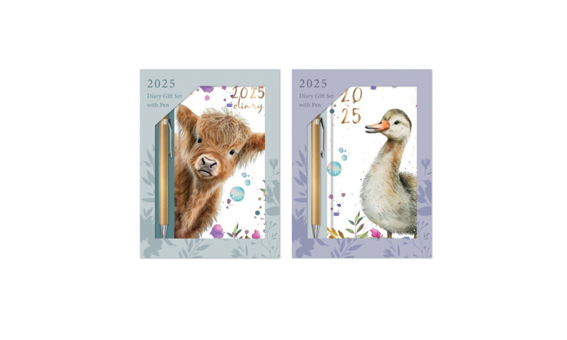 Tallon Slim Diary & Pen Gift Set, Animals, Boxed, 2 assorted.  DELIVERY AUGUST