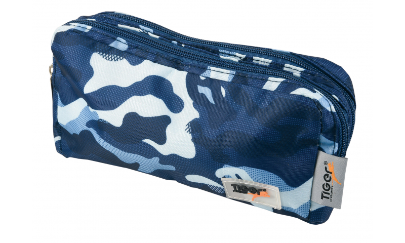Tiger Camouflage Double Zip Pencil case, 2 assorted.