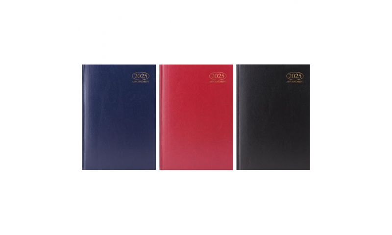 A5 Hard Cover, 2025 Appointments Diary, Daily with Full Day Saturday & Sunday, 3 Asstd. DELIVERY AUGUST