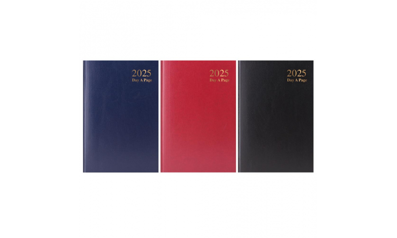A5 Cloth & Sewn Hard Cover Office Diaries 2025, Daily, 3 Asstd Colours. DELIVERY SEPTEMBER.