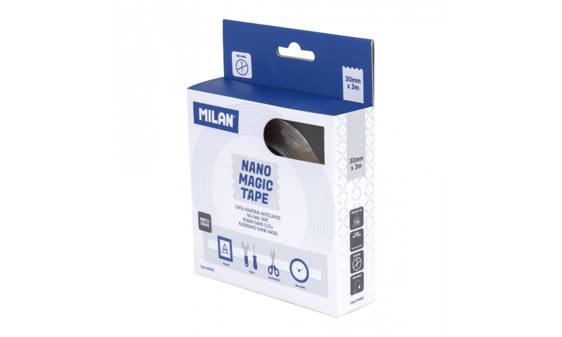 Milan Nano Magic Tape, Removable, Reusable Gel Mounting Tape, 30mm x 3M