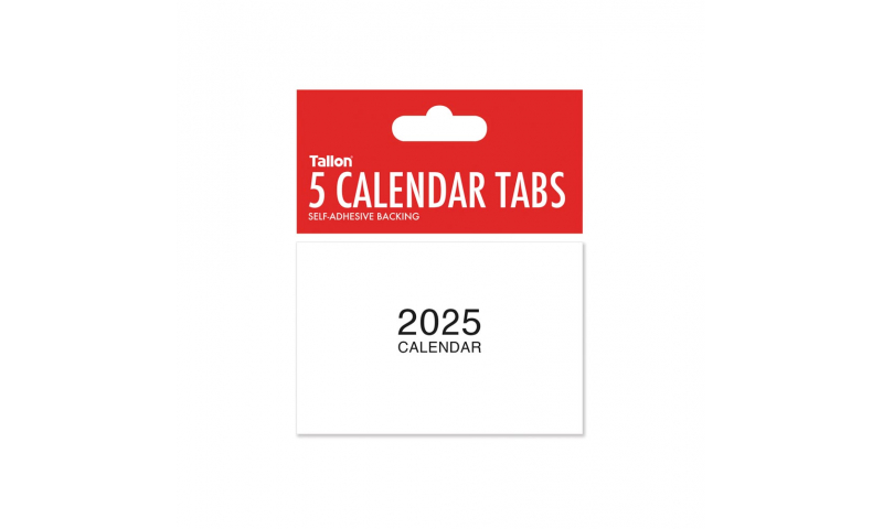 Self Adhesive 12 Page Calendar Tabs, 2025, Hangpack of 5. DELIVERY AUGUST