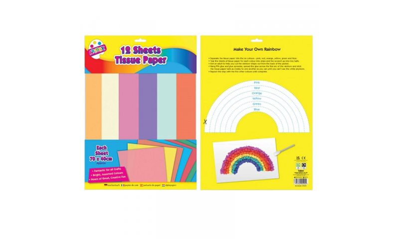Artbox Rainbow Craft Tissue Paper, 12 sheets assorted.