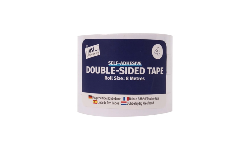 Just Stationery Double sided tape 18mm x 8M, 4 Roll Pack