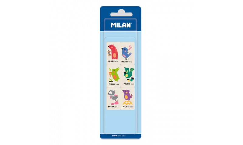 Milan Animal Eraser 6 Pack, Asstd