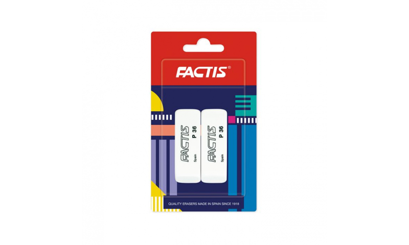 Factis P36 School Eraser, Hang card of 2 - Most Popular