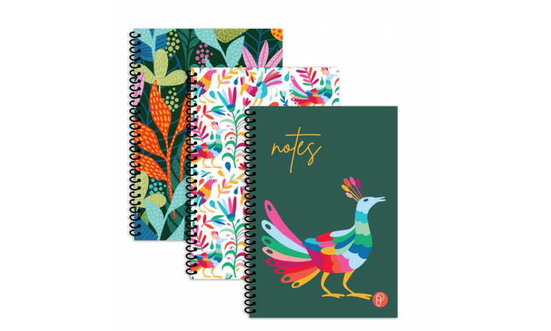 U. A5 Tropical Spiral Notebooks, 3 assorted.