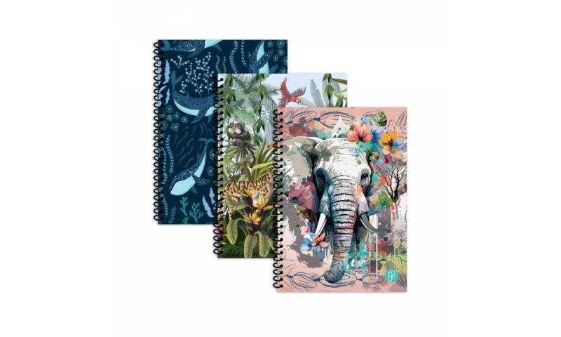 U. A5 Animal Spiral Notebooks, 3 assorted.