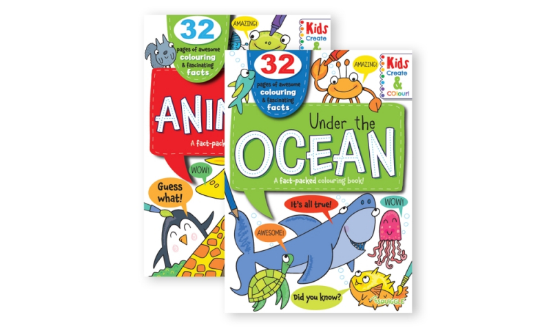 Squiggle Kids Colouring & Facts Books, Animals & Ocean.