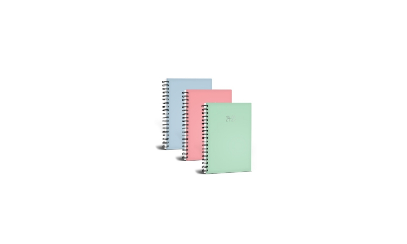 U. A5 WTV Pastel Spiral Academic Diary, 3 assorted.
