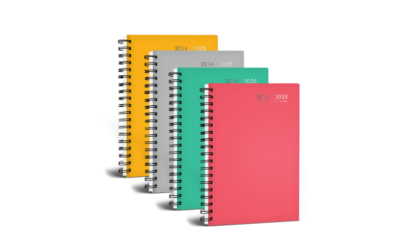 U. A5 WTV Bright Spiral Academic Diary, 4 assorted.