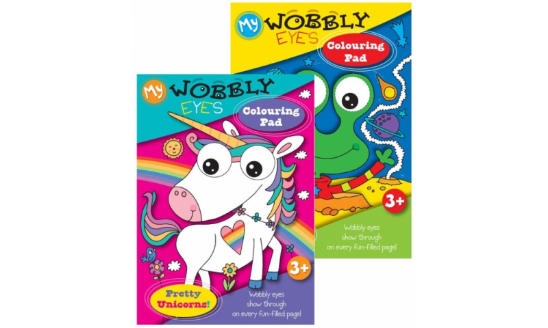 Squiggle Wobbly Eyes Colouring Book, 2 assorted.